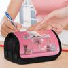 1pc Work Desk Design Double Layer Flip Pencil Case - Large Capacity Zipper Closure, Durable Polyester Oval School & Office Supplies Organizer, Portabl