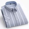 100% Pure Cotton Oxford Men's Shirts Short Sleeve Plaid Soft Regular Fit Formal Dress Shirt Social Blouse Male Clothes 6XL 7XL