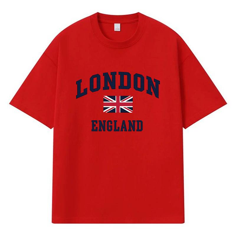 London England Bedrucktes Grafik-T-Shirt Y2k Harajuku Streetwear 100% Baumwolle Lässiges Übergroßes Sommer-Herren-T-Shirt