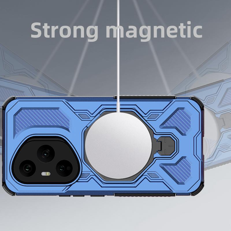 KEYSION Shockproof Magnetic Case for HONOR 400 Pro 5G Upright Live Metal Ring Stand Phone Back Cover for Huawei Honor 400 5G