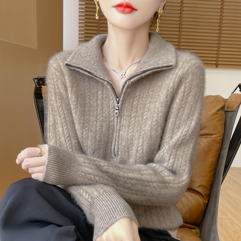 Women's Cashmere Sweater Qinghe Cashmere 30% Cashmere 70% Wool Women's Autumn and Winter Thick Cashmere Pullover Soft and Warm