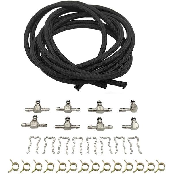 97359750 Diesel Fuel Injector Return Line Clamps Kit with Hose & 14 Line Clamps Fits for 2004.5-2010 Duramax LLY LBZ LMM 6.6L, Replaces 97328733