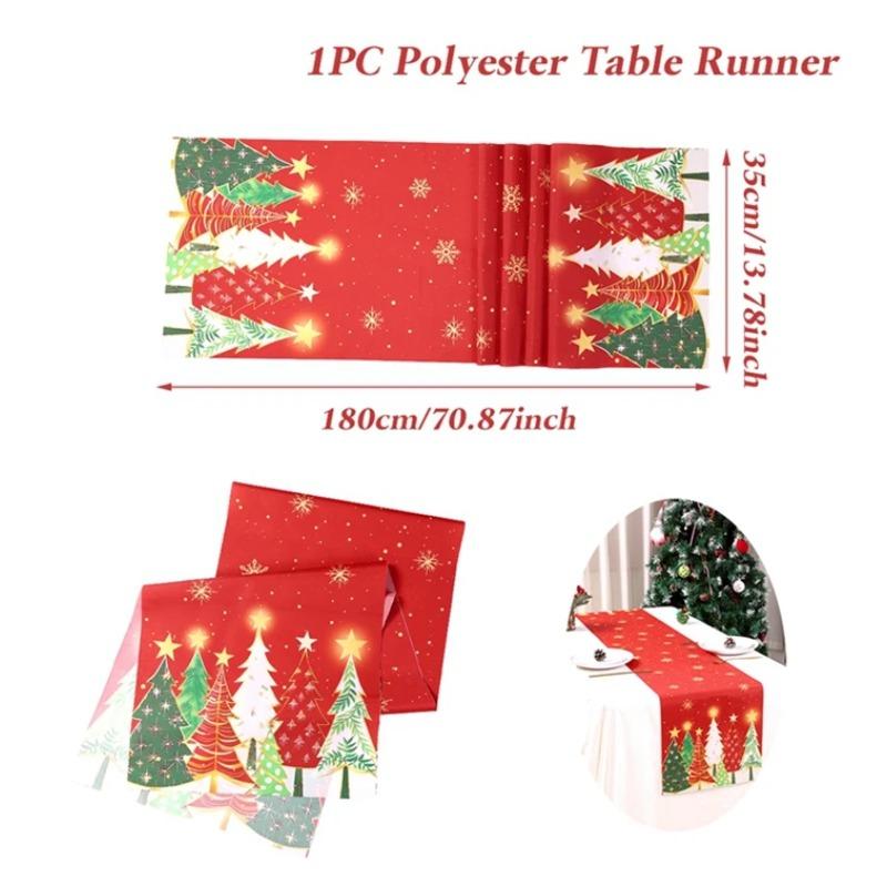 Christmas Table Runner Merry Xmas Home Decoration Ornament for Christmas Party Dinner Happy New Year Indoor Table Decor Accessory Supplies