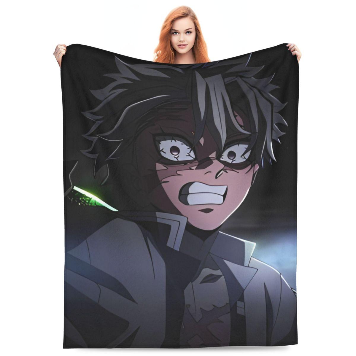 

Wind Hashira Shinazugawa Flannel Blanket Anime Demon Slayer Novelty Throw Blankets for Sofa Bedding Lounge Plush Thin Quilt 30x40in