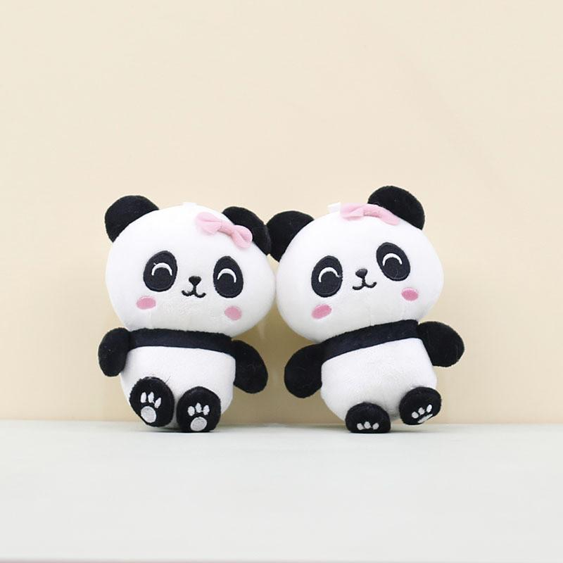 Cute Panda Plush Toy Keychain Soft Cuddly Animal Doll With Bow For Collectors