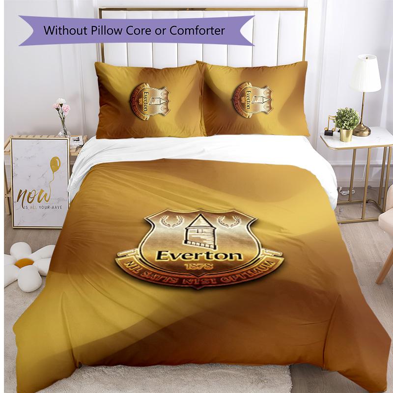 Set Lenzuola Everton Football Stampato 3 Pezzi, Comodo Set Copripiumino per Camera da Letto Amico della Pelle