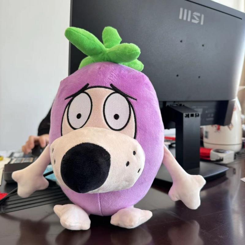New Courage the Cowardly Dog Plush Toys Funny Purple Dog with Yellow Teeth Stuffed Doll Animal Plushie Room Decor Birthday Gift
