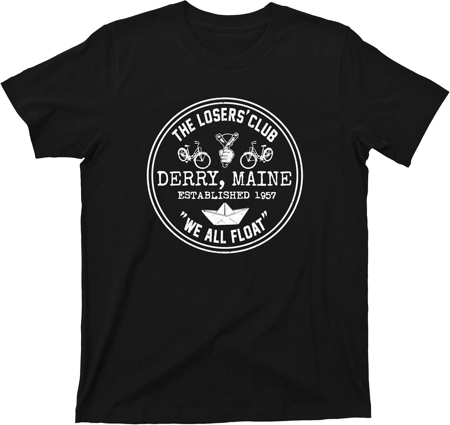 Футболка Клуб Неудачников Дерри Мэн МЫ ВСЕ ЗДЕСЬ ПЛАВАЕМ Хоррор Роман Книга Фильм Мужская Футболка S чёрный