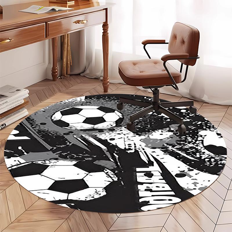 Fußball bedruckter runder Teppich Teppich Stuhlteppich Läufer Eingang Fußmatten, für Bürostuhl Wohnzimmer Schlafzimmer Küche.