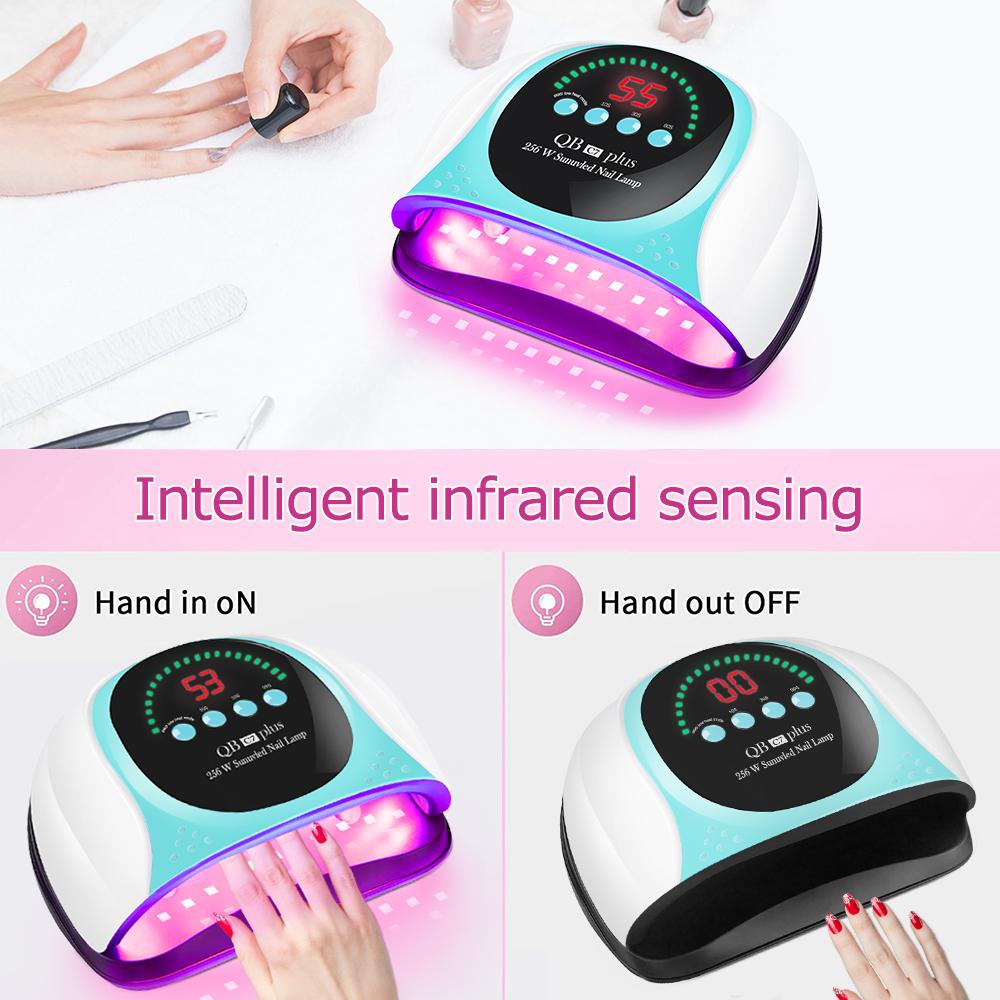 256W UV LED Red Light Nail Lamp for Gel Nail Polish With 57 Lamp Beads Auto Sensor and 4 Timers Professional LED Nail Dryer