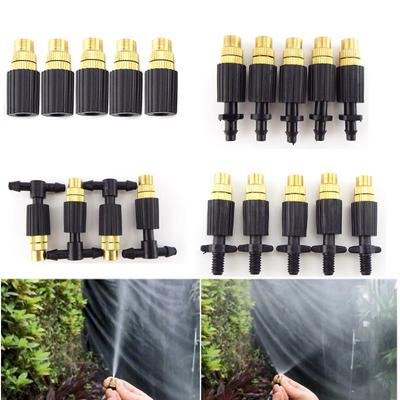 5 boquillas de latón para micro riego por goteo, nebulización, riego de jardín, refrigeración por aspersión, aspersor de cobre con conector.