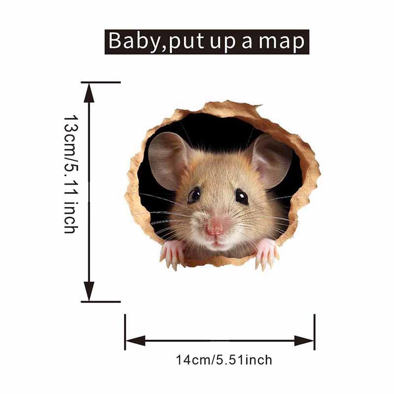 Souris Joueuse Cache-Cache Trou de Souris Sticker Mural Auto-Adhésif Décalcomanie Amovible pour Chambre d'Enfant Chambre à Coucher Salon Couloir Décoration de Maison