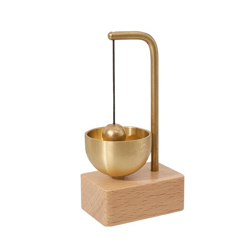Creative Magnetic Bell for Entrance Door, Dopamine Doorbell, Simple Wood and Copper Bell Decoration