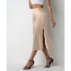 Damen Hoher Bund Satin Schlitz Saum A-Linie Midi Rock