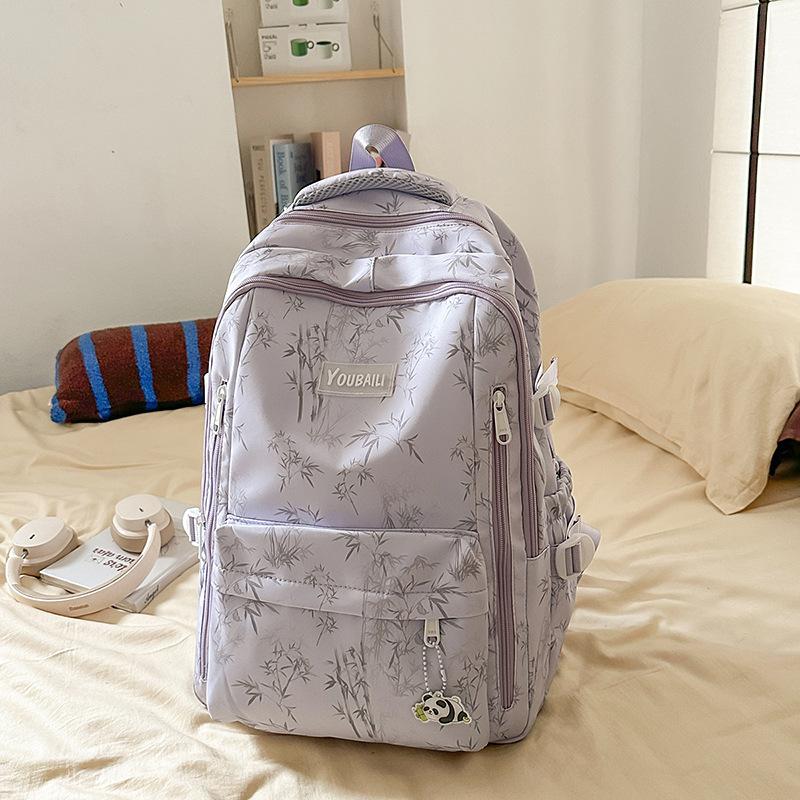 High Value Medium Fresh and Sweet Bamboo Backpack Junior High School Students Lightweight Simple Large Capacity Backpack