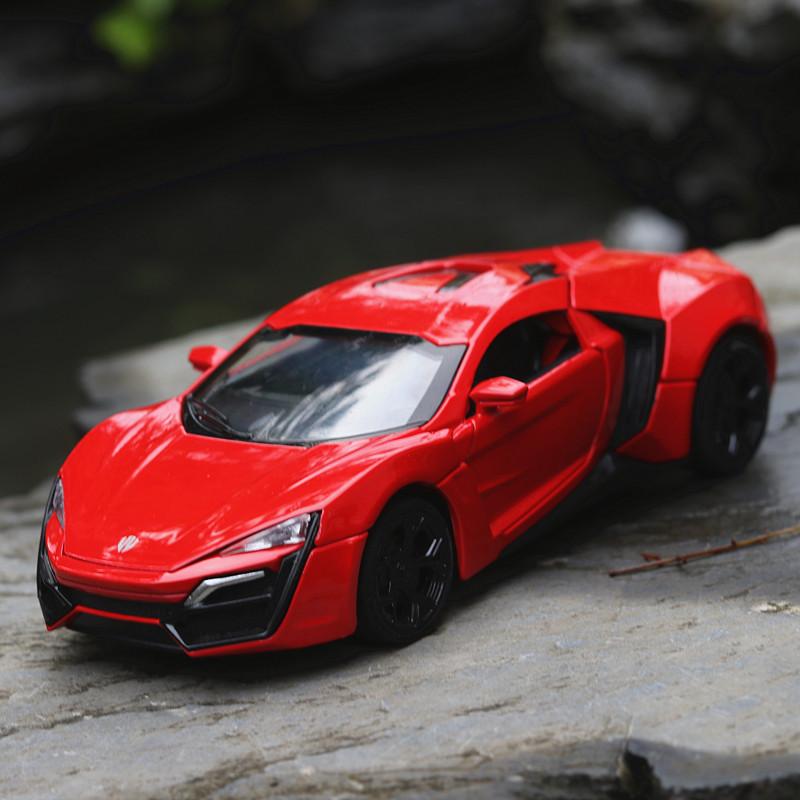 White Red Blue Black Alloy Fast And Furious Lykan Dubai Super Car 132 Scale Model Music Sound Racing Toy