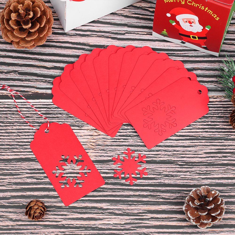 50pcs DIY Crafts Xmas Tree Hanging Christmas Card Label Kraft Paper Tags Thanks Tag Snowflake