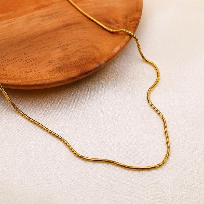Geometric Gold-Plated Titanium Snake Bone Chain Necklace: Minimalist & Versatile