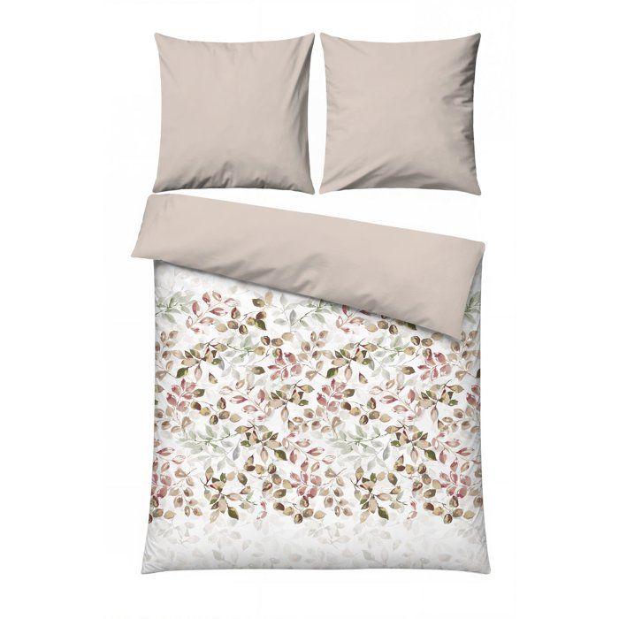 Parure de lit - 1 housse de couette 220 x 240 cm + 2 taies d'oreiller 60 x 60 cm - 100% coton renforcé - Beige