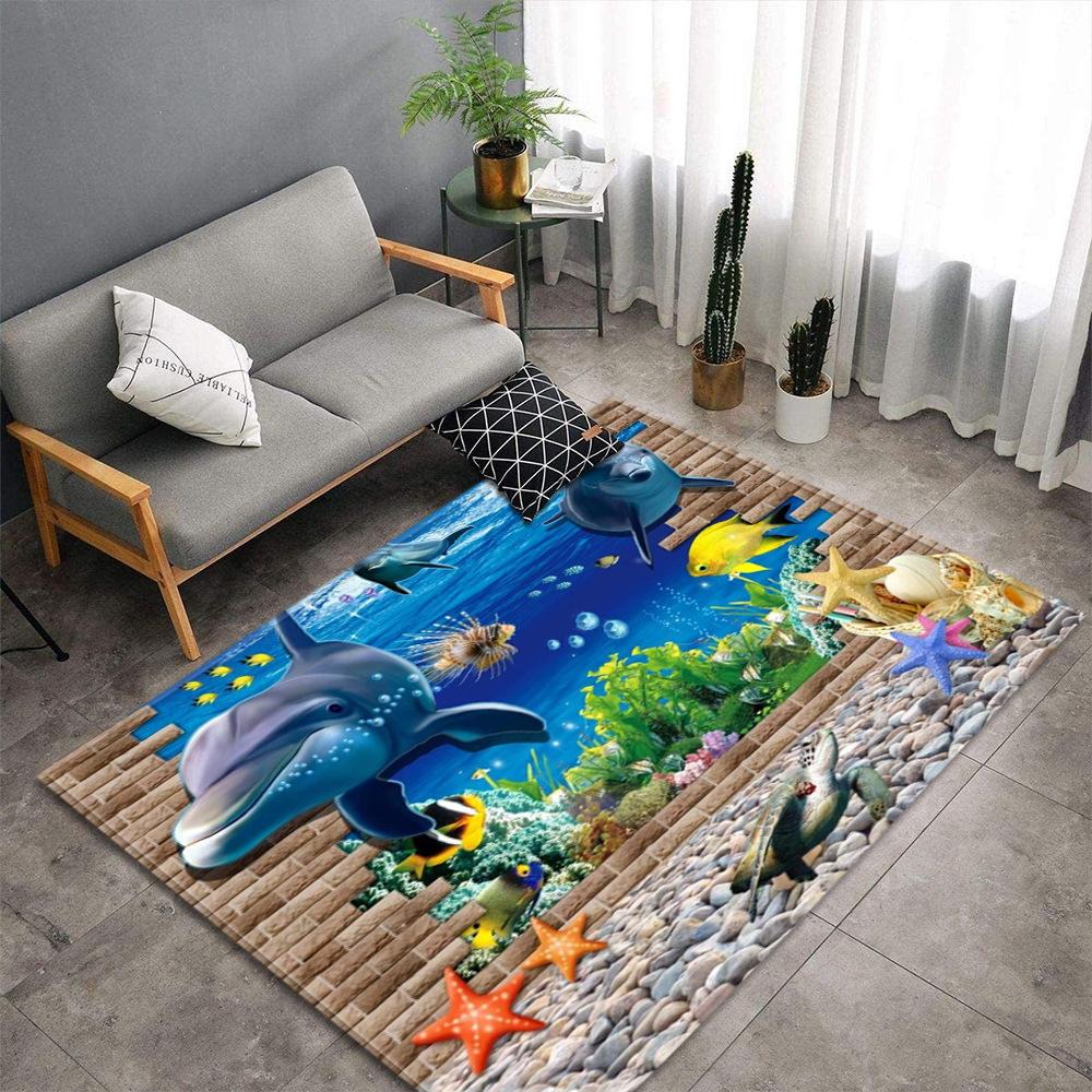 3D Beach Sea Carpets Home Decor Pebble Lotus Pond Living Room Area Rug Bedroom Rug for Boys Floor Mat Soft Kitchen Rug Doormat