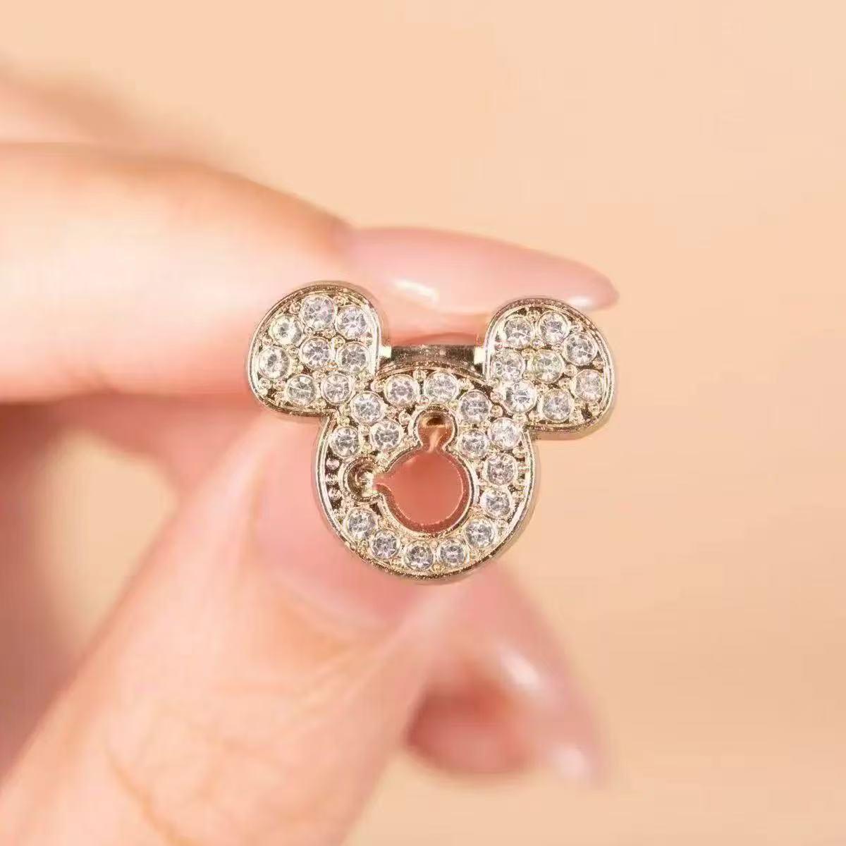 Gold Mickey Mouse Rhinestone Brooch: Classic Style Fashion Accessory and Gift for Friends