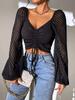New Xun Sweetheart Neck Chest Strap Lantern Sleeve Exposed Umbilical Top