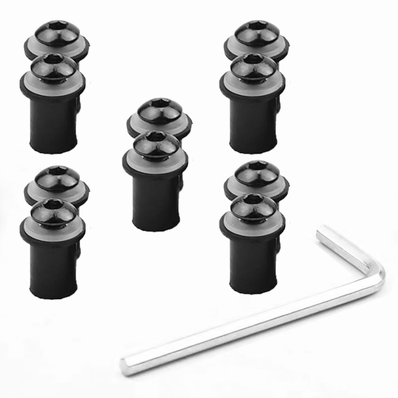 

Mirhua Screen Bolts Set of 10 with Hex Wrench Windshield Screws for Windscreen Cowl or Screen Fixing Washer Design (Black)