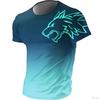 T-shirts for men fitness sportswear Summer Vintage Men's 3d Printed Quick-Drying Gradient T-shirt Animal Wolf Short Sleeve