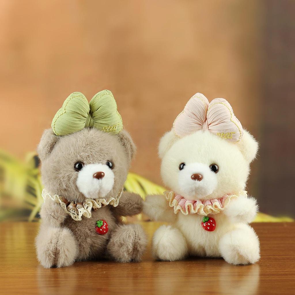 Kawaii Bow Tie Bear Plush Keychain Backpack Charm