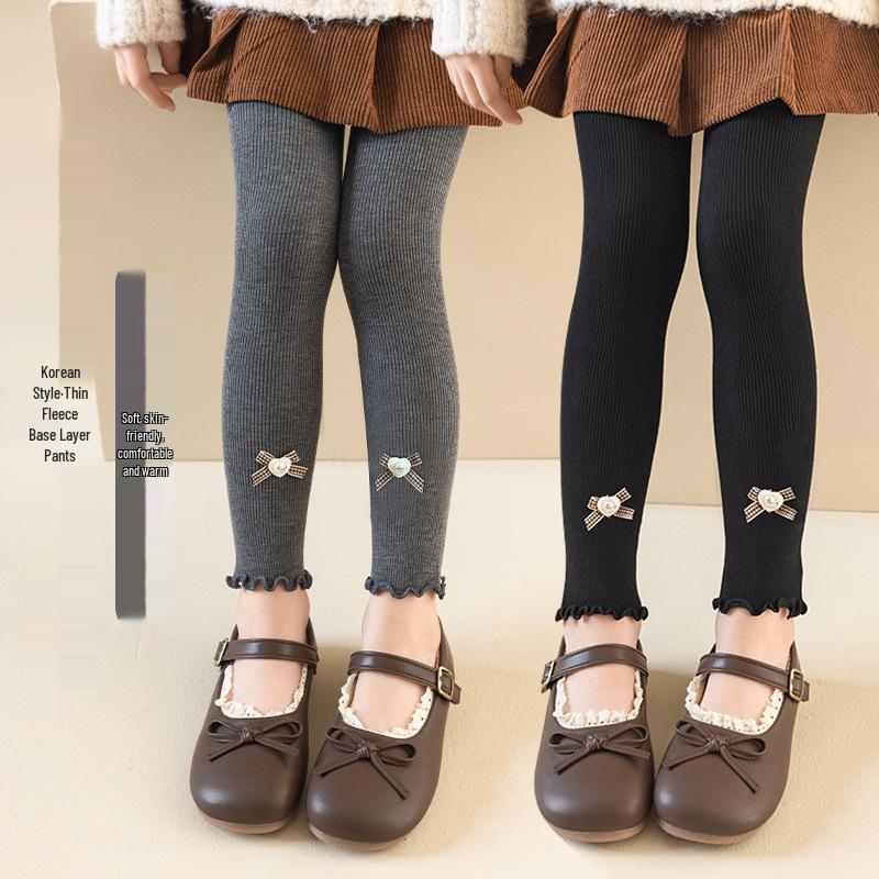 Girls' Heart Plaid Fleece Tights: Spring, Autumn, Winter - Toddler & Baby Layered Pants