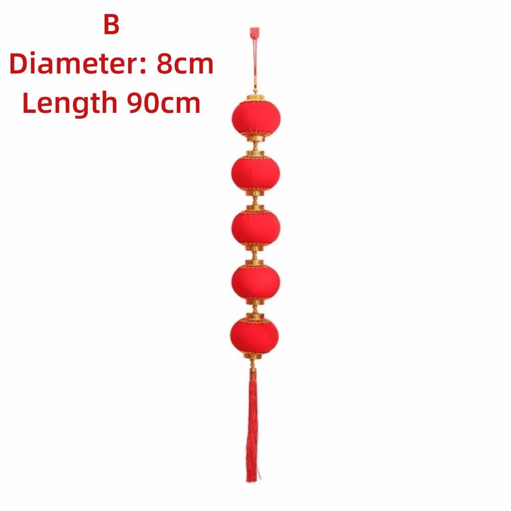 Printed Pattern Chinese Lantern Pendant Flocked Fabric Circular Window Lantern Chinese New Year