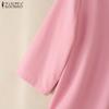 ZANZEA Women Casual V-Neck Solid Color 3/4 Sleeve Blouse
