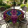 Outdoor Round Tablecloth With Umbrella Hole Patio Garden Deck Waterproof Oil Resistant Drop Cloth