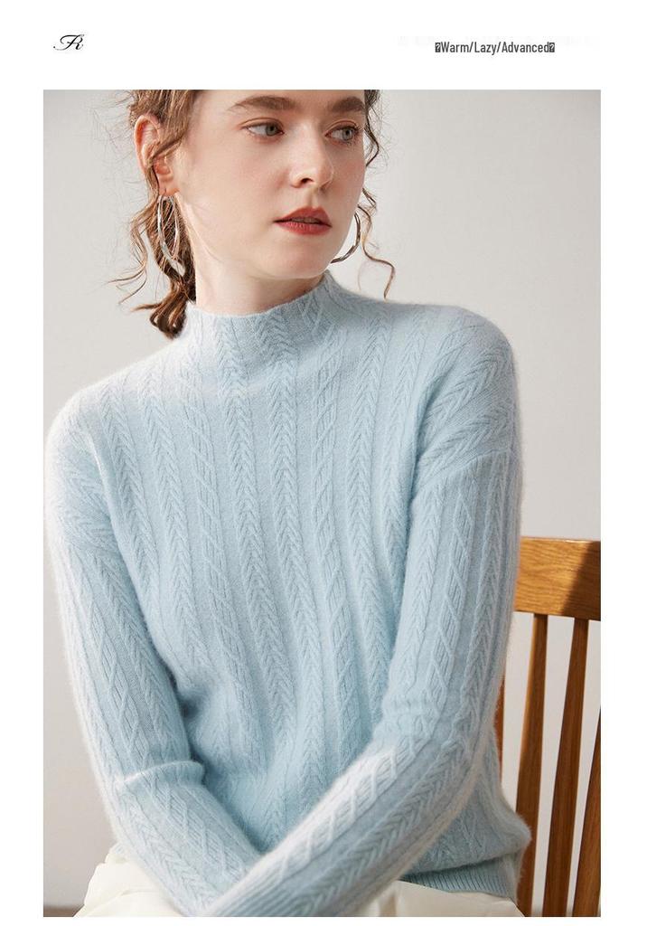 Women's Cable Knit Cashmere Sweater: Loose, Versatile, and Casual, Perfect for Autumn and Winter