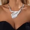 European & American Geometric Irregular Necklace Set: Exaggerated Alloy Design with Artistic Pleats