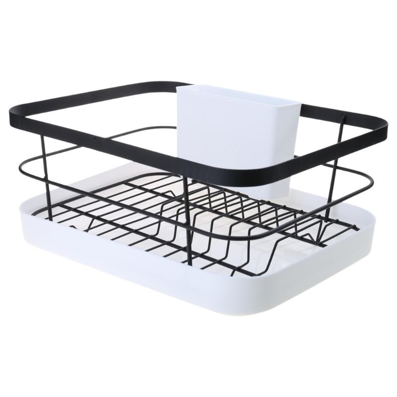 Space Saving Dish Drainer for Kitchen Sink Expandable Sturdy Metal Dish Rack with Utensil Holder Home Accessory