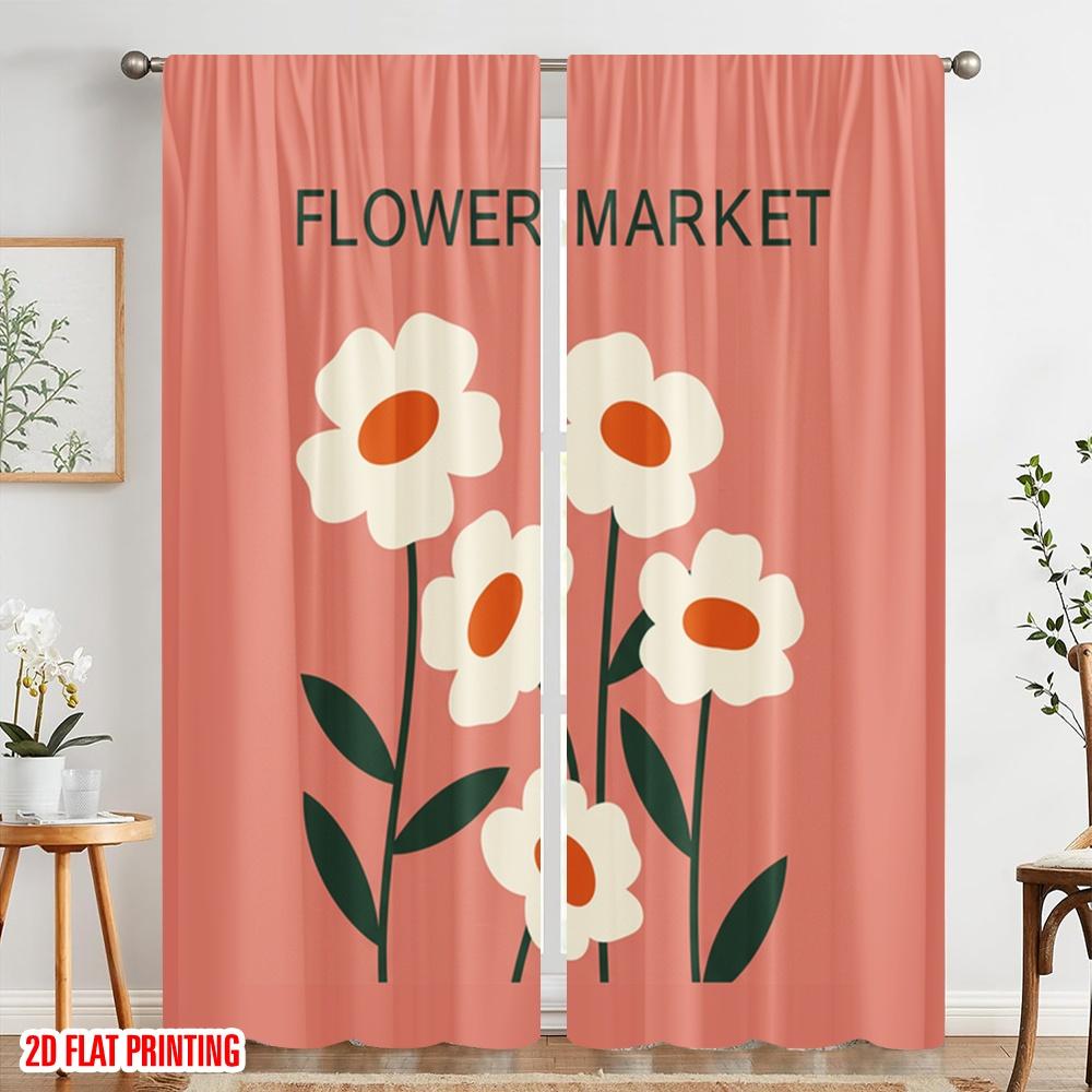 2 st 2D platt tryckning Draperier Blommigt 0 Polyestertyg Utan Elektricitet Festlig Väggdekor Perfekt för Vårhelger