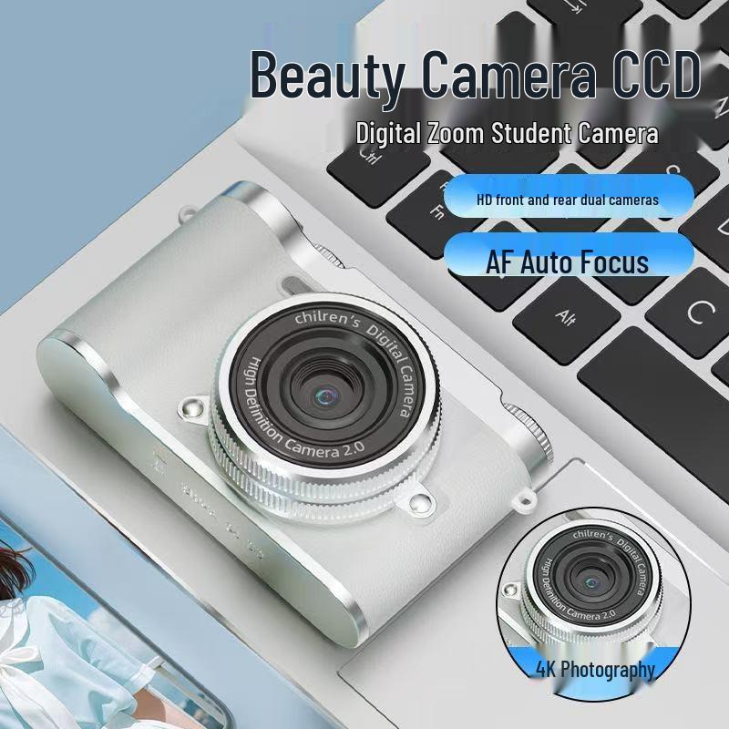 HD Dual Lens Retro Digital Camera with CCD Sensor for Travel, Campus, and Vlogging - Phone Upload Compatible