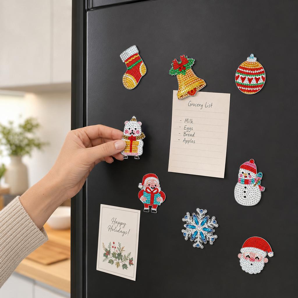 Christmas Refrigerator and Keychain Combo Set - Festive Holiday Decoration for Gift Giving