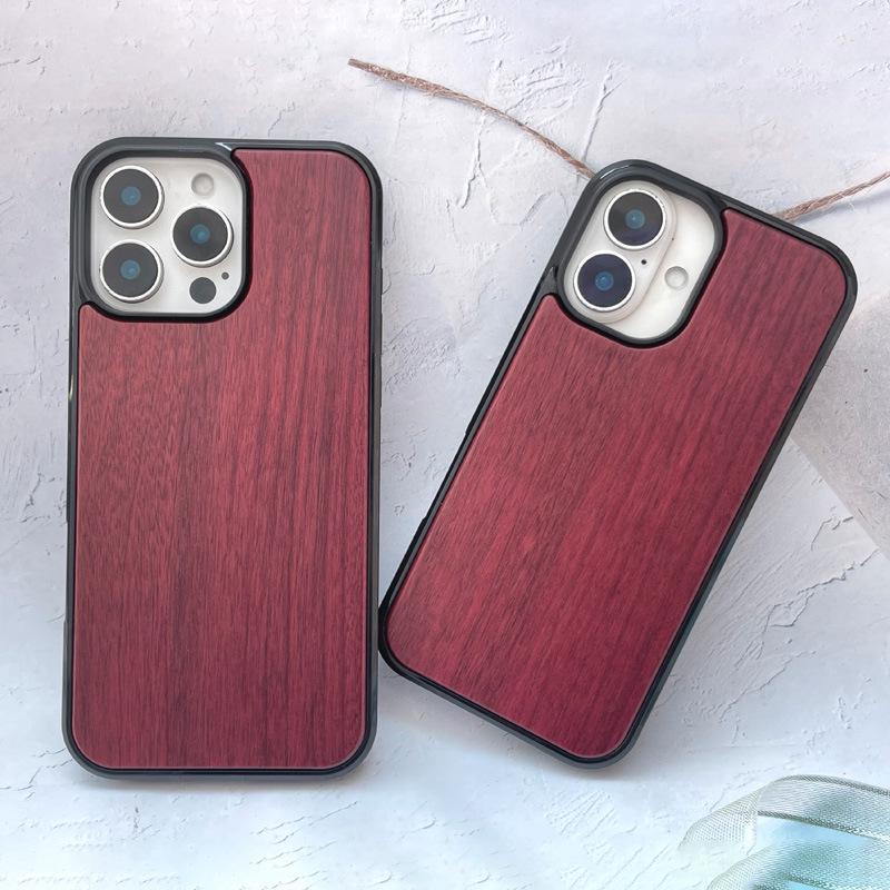 

Фиолетовый деревянный чехол для телефона с большим пазом для iPhone 16 Pro и 17 Air iPhone 17 Air