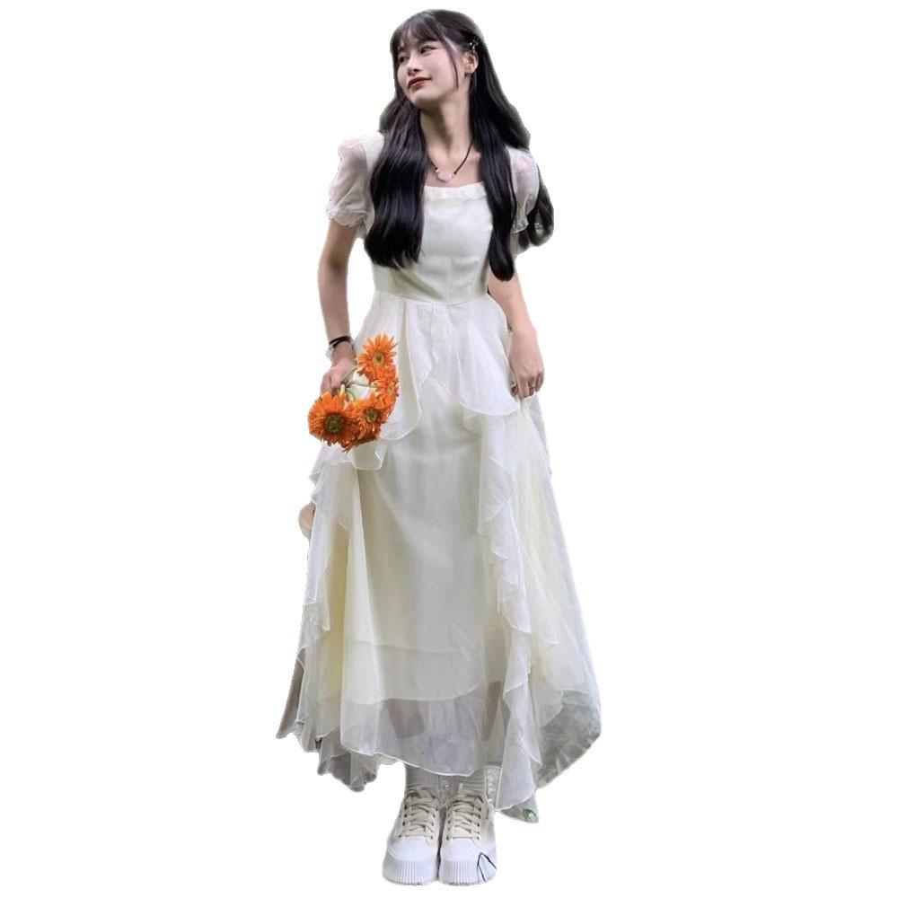Women's Summer French Fairy Princess Dress for Seaside Vacations