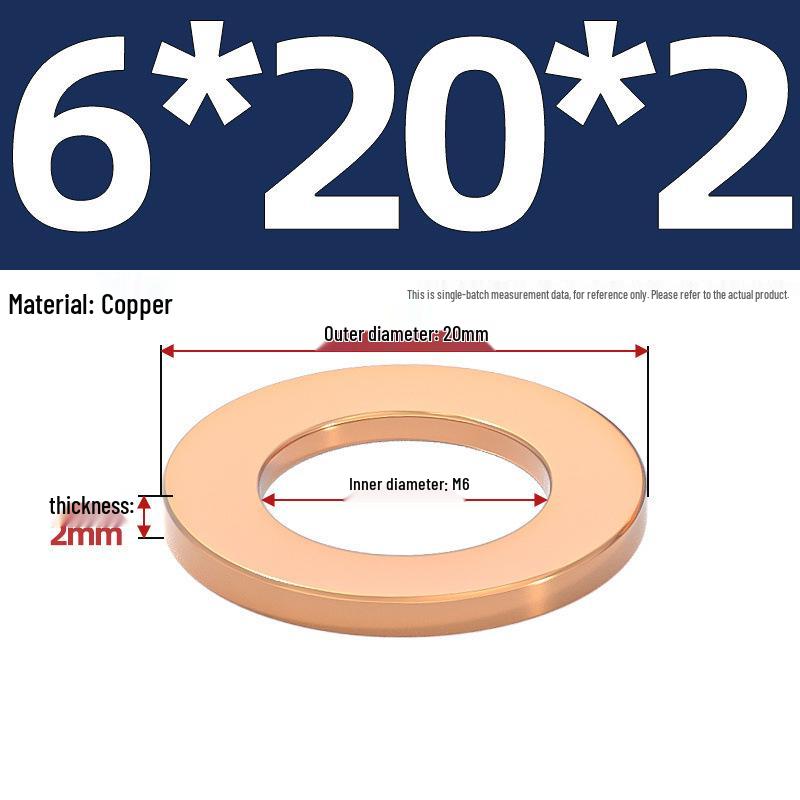 Pure Red Copper Gasket Sealing Ring for Marine Instruments, Metal Flat Washer M3-M60mm