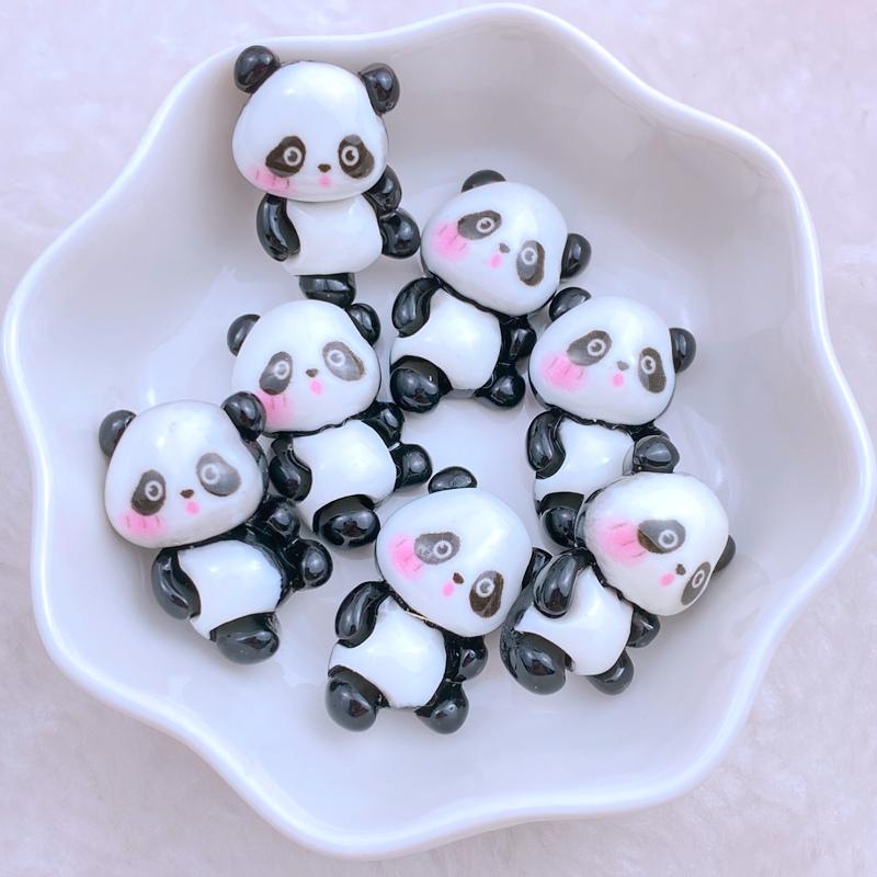 10Pcs New Cute Resin Panda, Bamboo Series Flat Back Fit Phone Deco Parts Embellishments For Hair Bows Accessories
