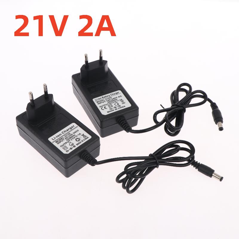1Pcs 21V Lithium Battery Charger Smart Identification 1A 2A EU Plug Adapter for 18V Outdoor Power Tools