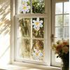 Daisy Flower Static Cling Stickers for Windows and Walls Set of 4 PVC Material Modern Decorative Floral Pattern