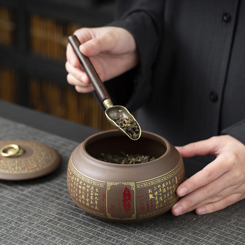 Vintage Purple Sand Ceramic Tea Jar Household Sealed Moisture Proof Tea Coffee Bean Storage Jar Modern Candy Storage Container