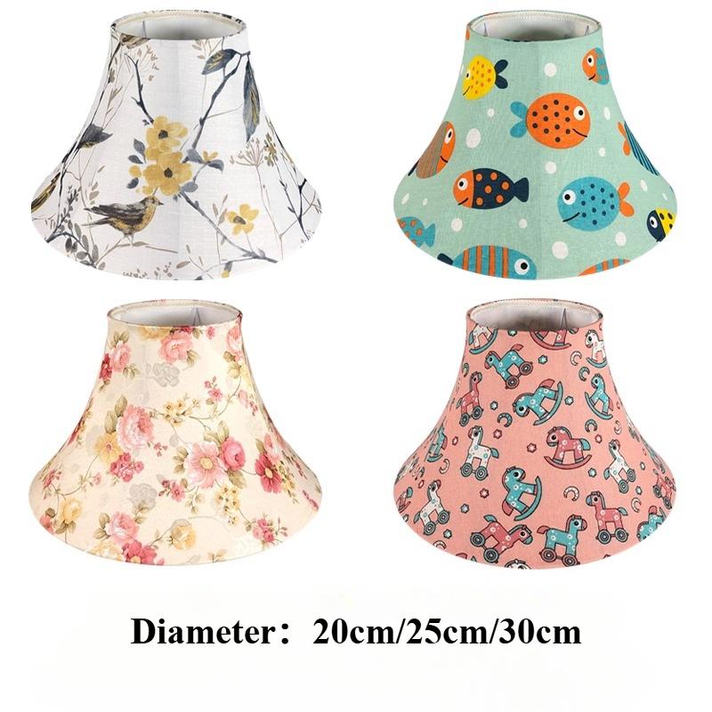 Table Lamp Lampshade Shell Cover Round Cartoon Linen Lampshade for Bedside Wall Lamp Floor Lamp Fabric Lampshade Accessories