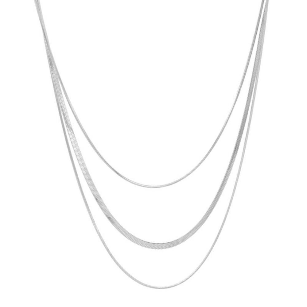 Three-layer Snake Chain Necklace, Personality Tide Cold Wind Wide Flat Layered Collarbone Chain Fashion Chain Necklace