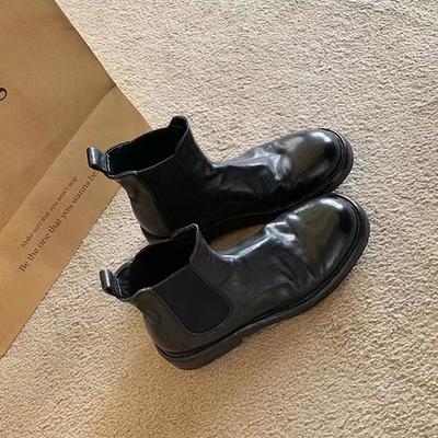 Ankle Booties For Women Low Heel Casual Fall Boots Shoes Pull On Round Toe Combat Boots Women's Fashion Platform Slip On Elastic Chelsea Ankle Boots