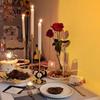 Gold Metal Pillar Candle Holder for Candles for Candles, Table Design Candlesticks Tabletop Decorative Home Dining Centerpiece